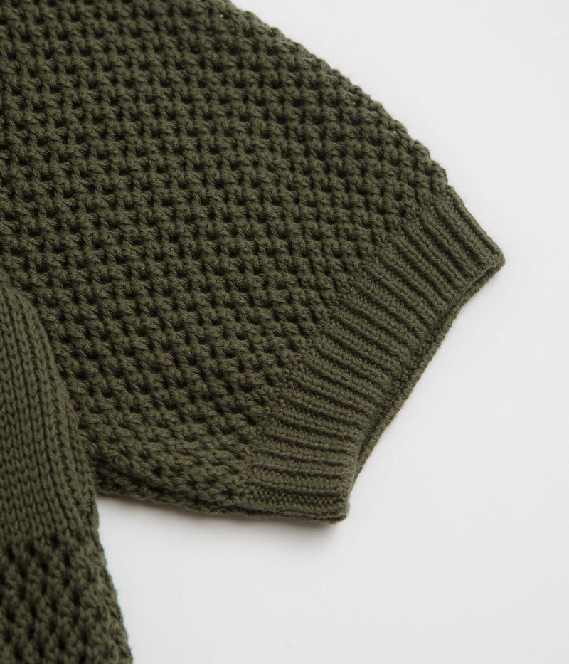 Universal Works Knit Short Sleeve Shirt in Olive