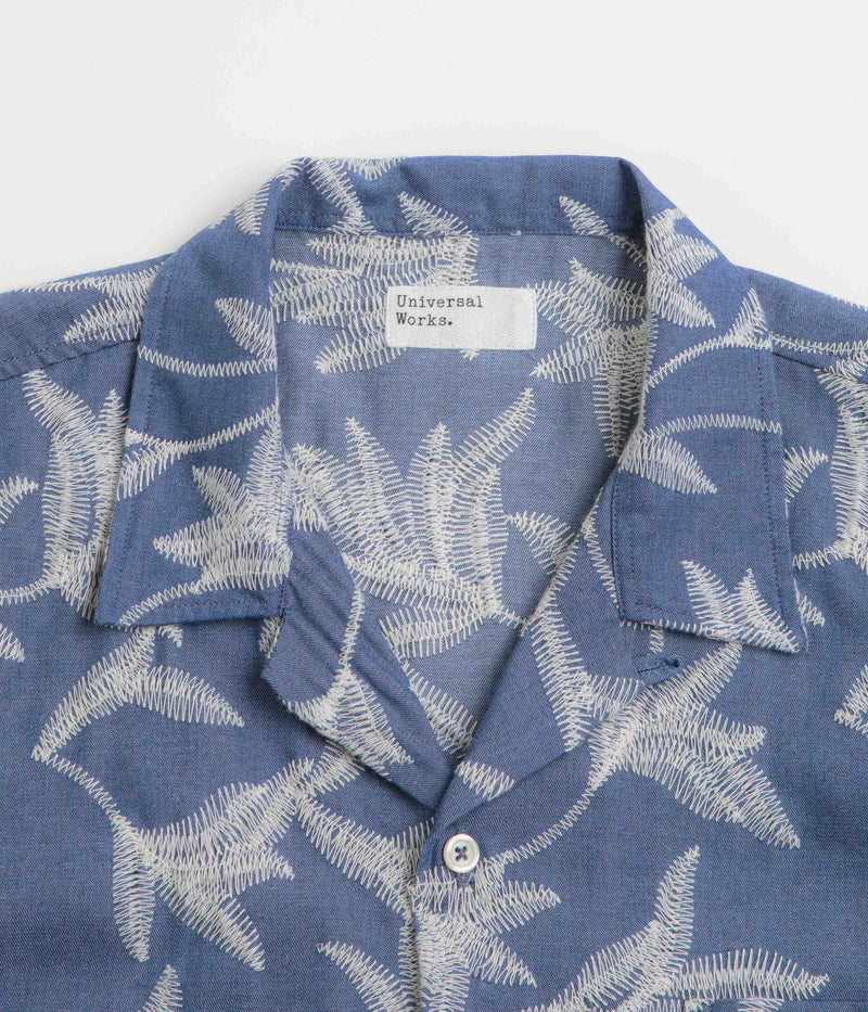 Universal Works Road Shirt in Indigo and Summer Jungle
