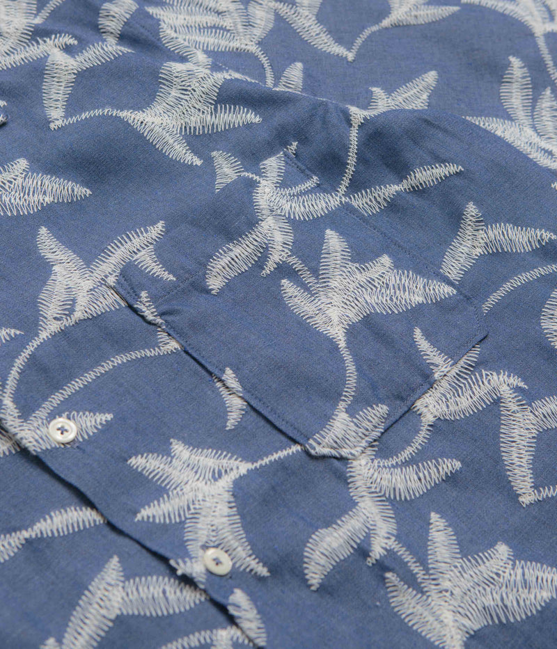 Universal Works Road Shirt in Indigo and Summer Jungle