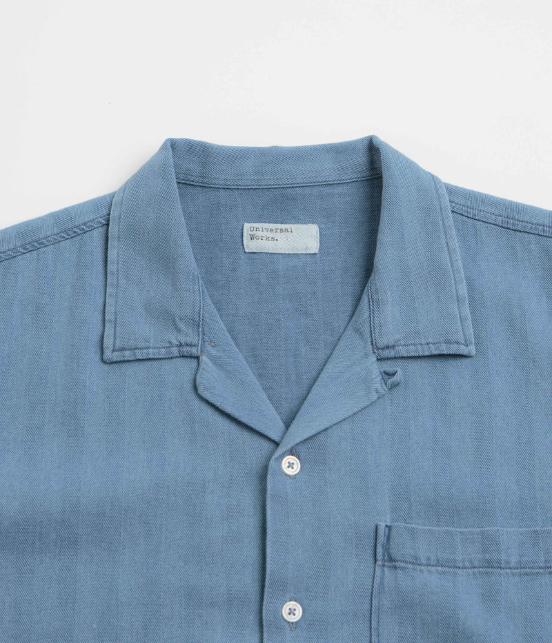 Universal Works Road Shirt in Washed Indigo and Herringbone