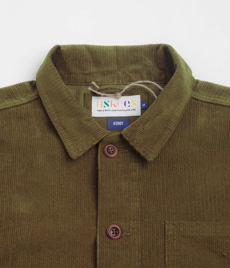 Uskees 3001 Cord Buttoned Overshirt in Woodland Green