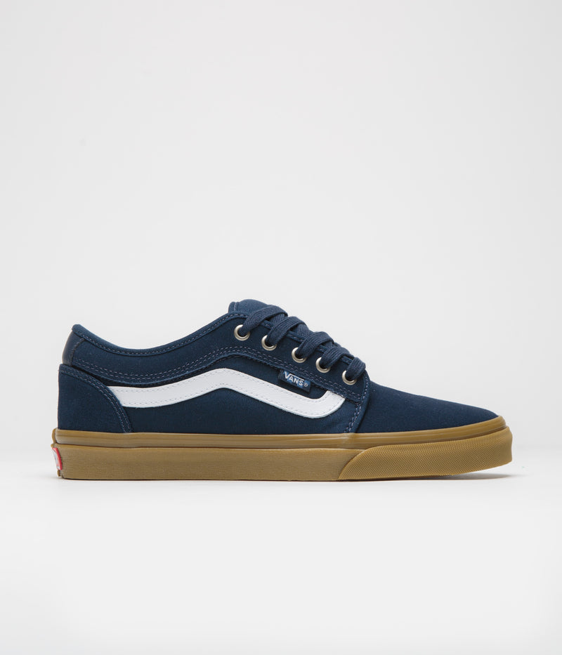 Vans Skate Chukka Low Sidestripe Shoes in Navy and Gum