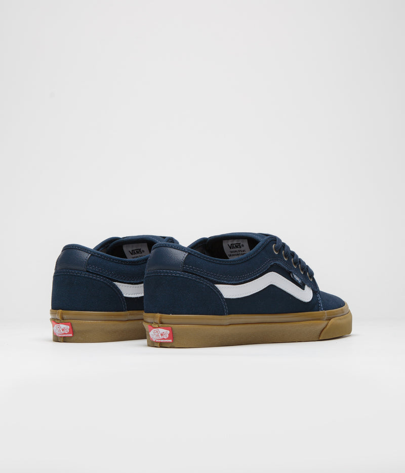 Vans Skate Chukka Low Sidestripe Shoes in Navy and Gum