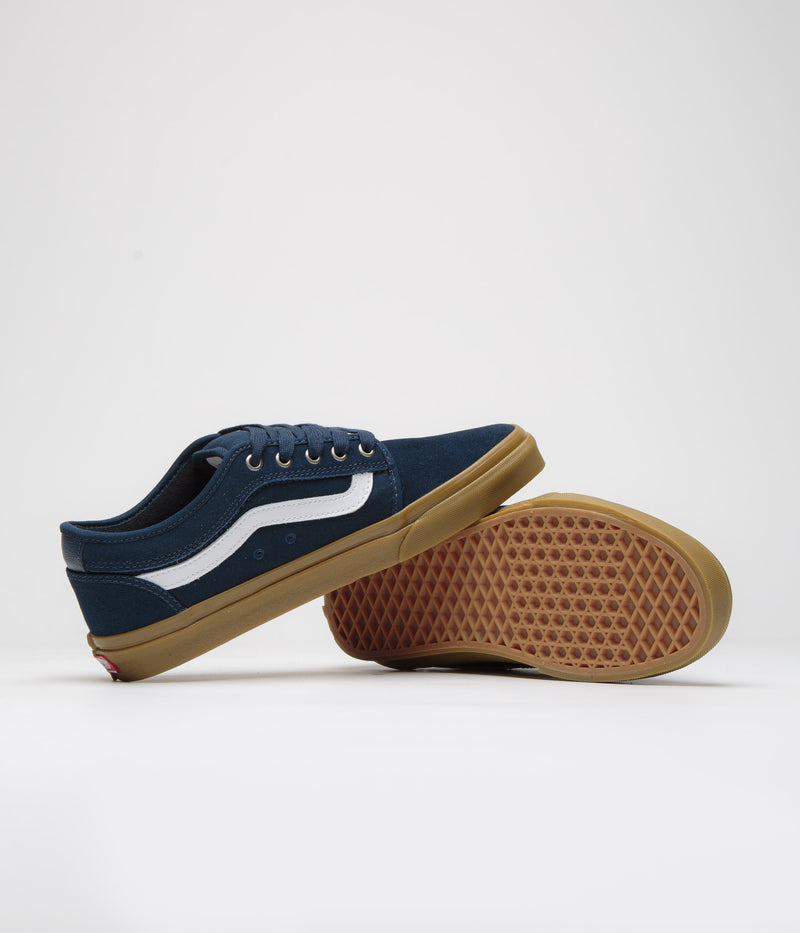 Vans Skate Chukka Low Sidestripe Shoes in Navy and Gum