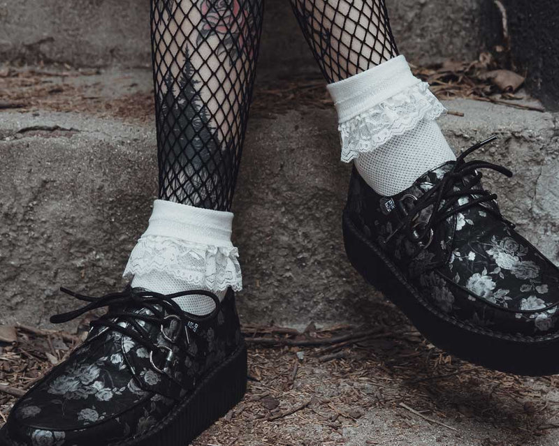 TSK1094 Women's White Knit Lace Sock TSK1094-OS