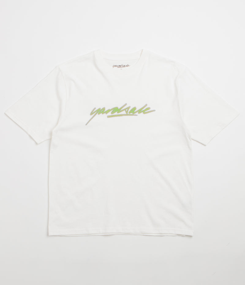 Yardsale Script T-Shirt in White and Green